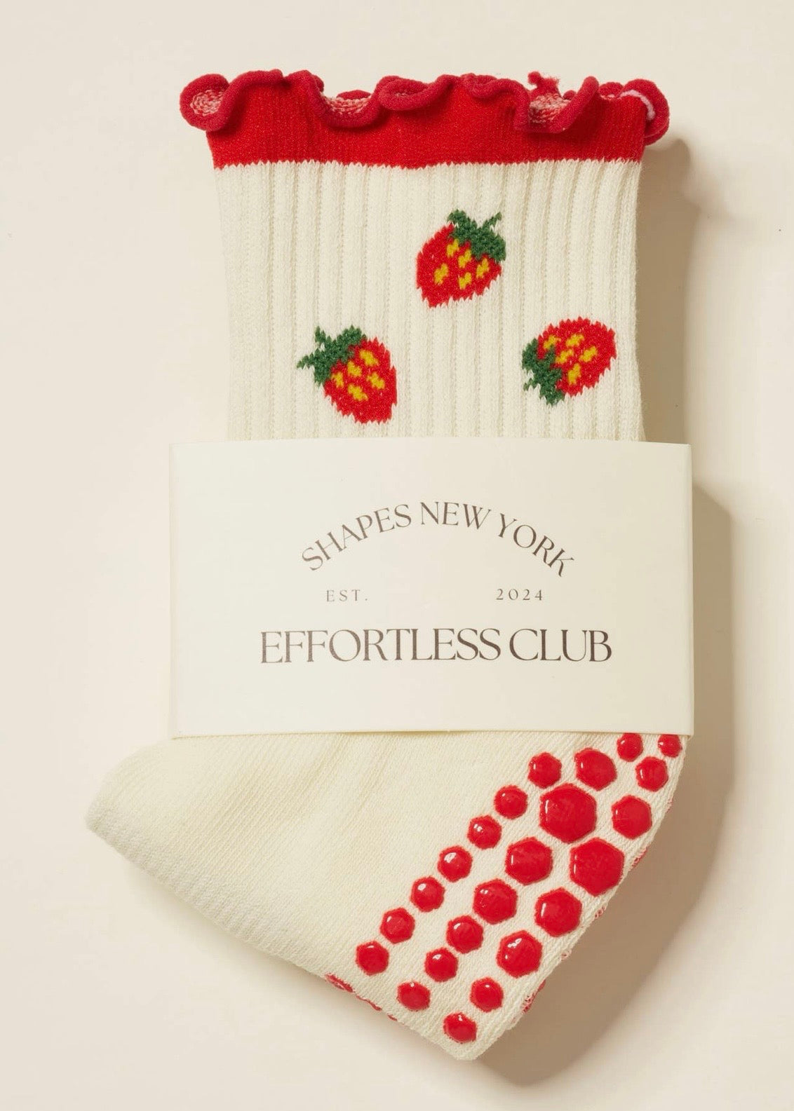 Strawberry Ruffle Grip Socks