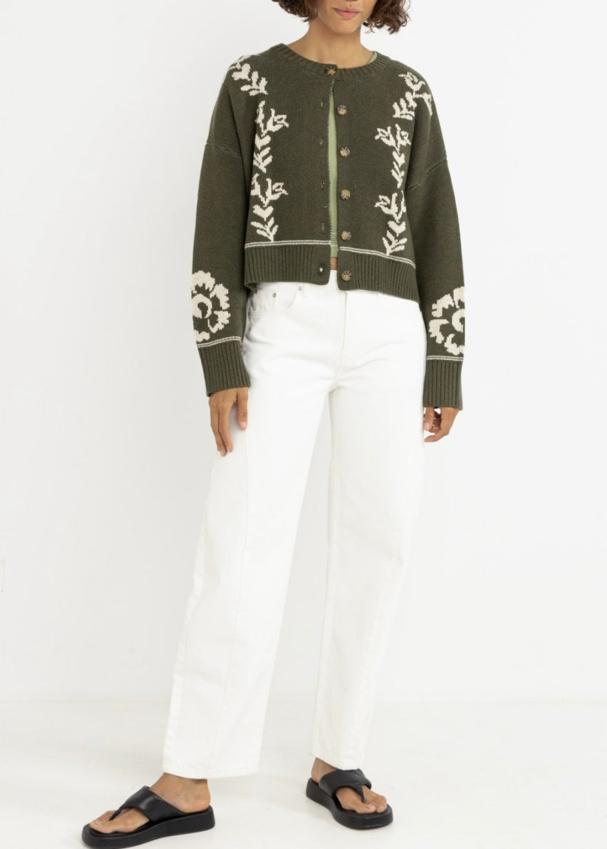 Antique Floral Crop Cardigan