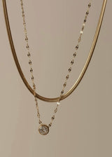 Jo Double Chain Crystal Pendant Necklace