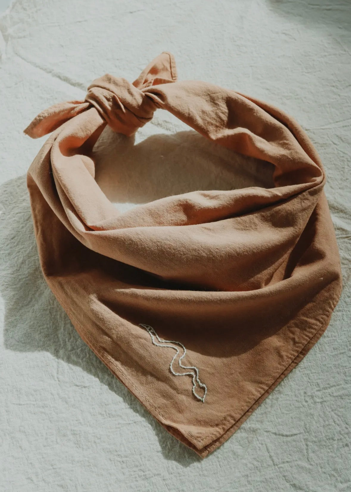 Hand Embroidered Desierto Cotton Bandana, Plant Dyed