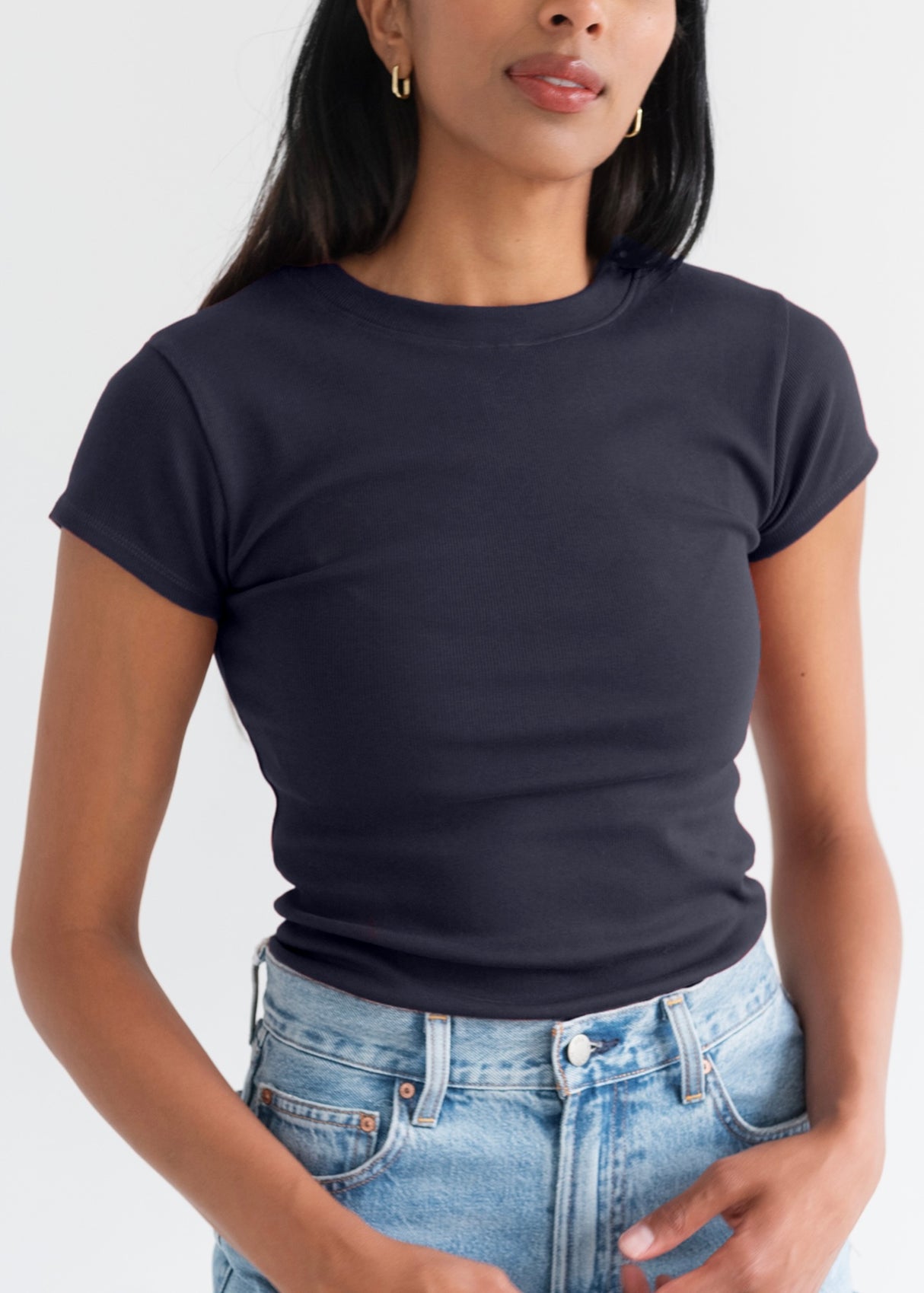 Ribbed Fitted T-Shirt