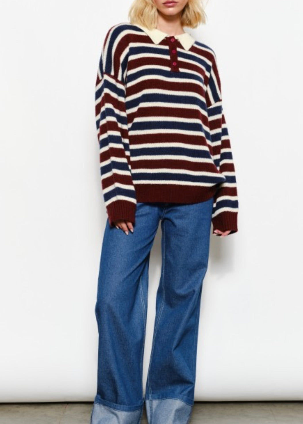 Jerry Stripe Polo Sweater