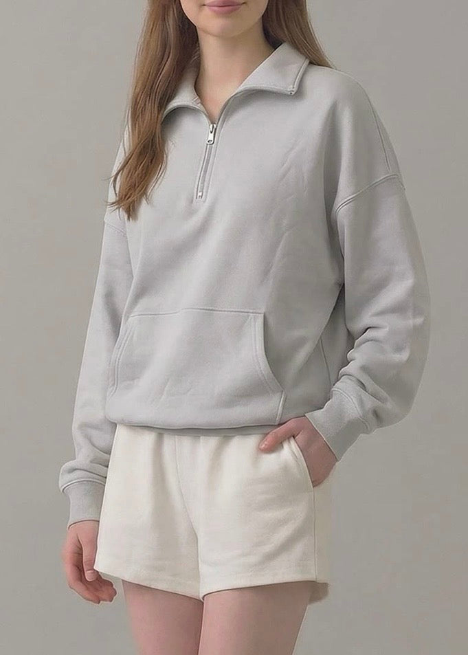 Pre Shrunk Cotton Terry Half Zip Sweatshirt