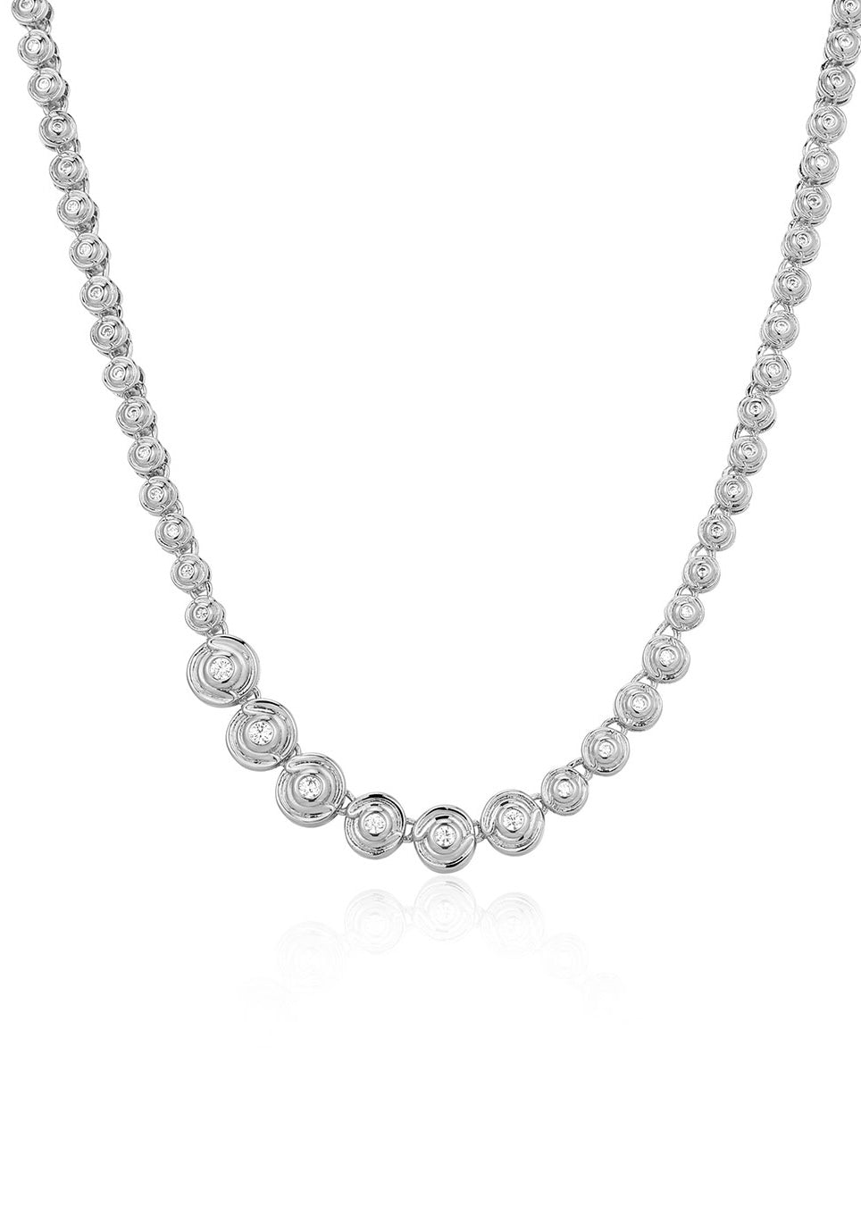 Wave Bezel Tennis Necklace