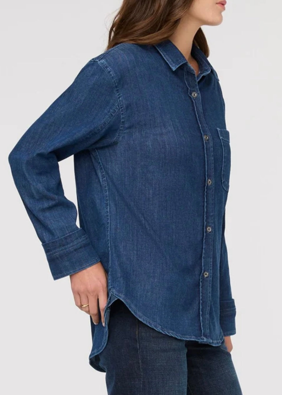 Performance Denim Lite Relaxed Button Down - Medium Stone