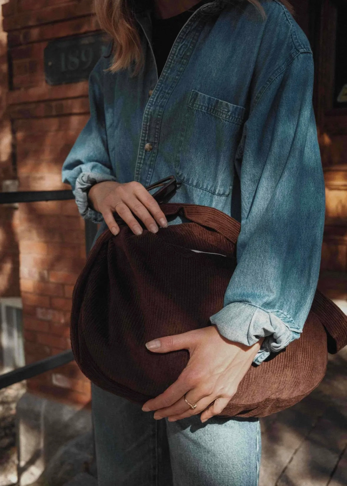 Crescent Corduroy Crossbody Bag