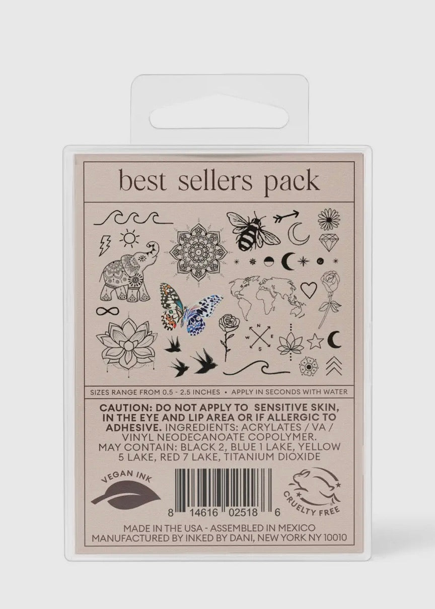 Best Sellers Temporary Tattoo Pack