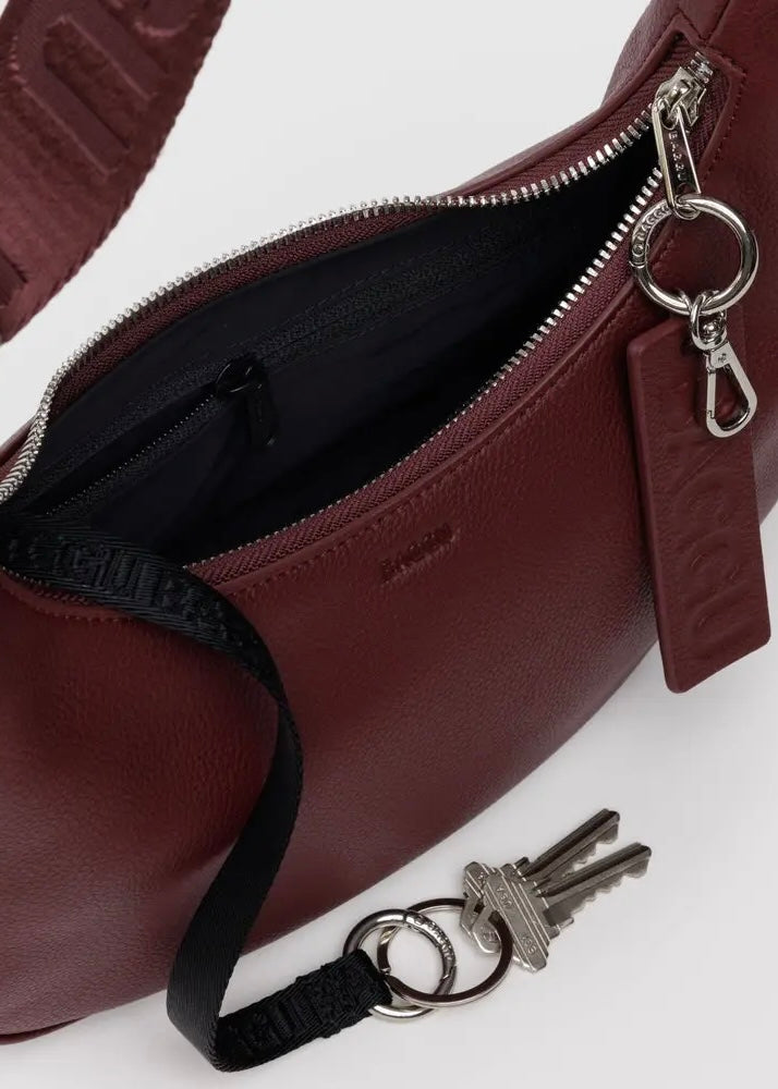 Small Recycled Leather Crescent Bag