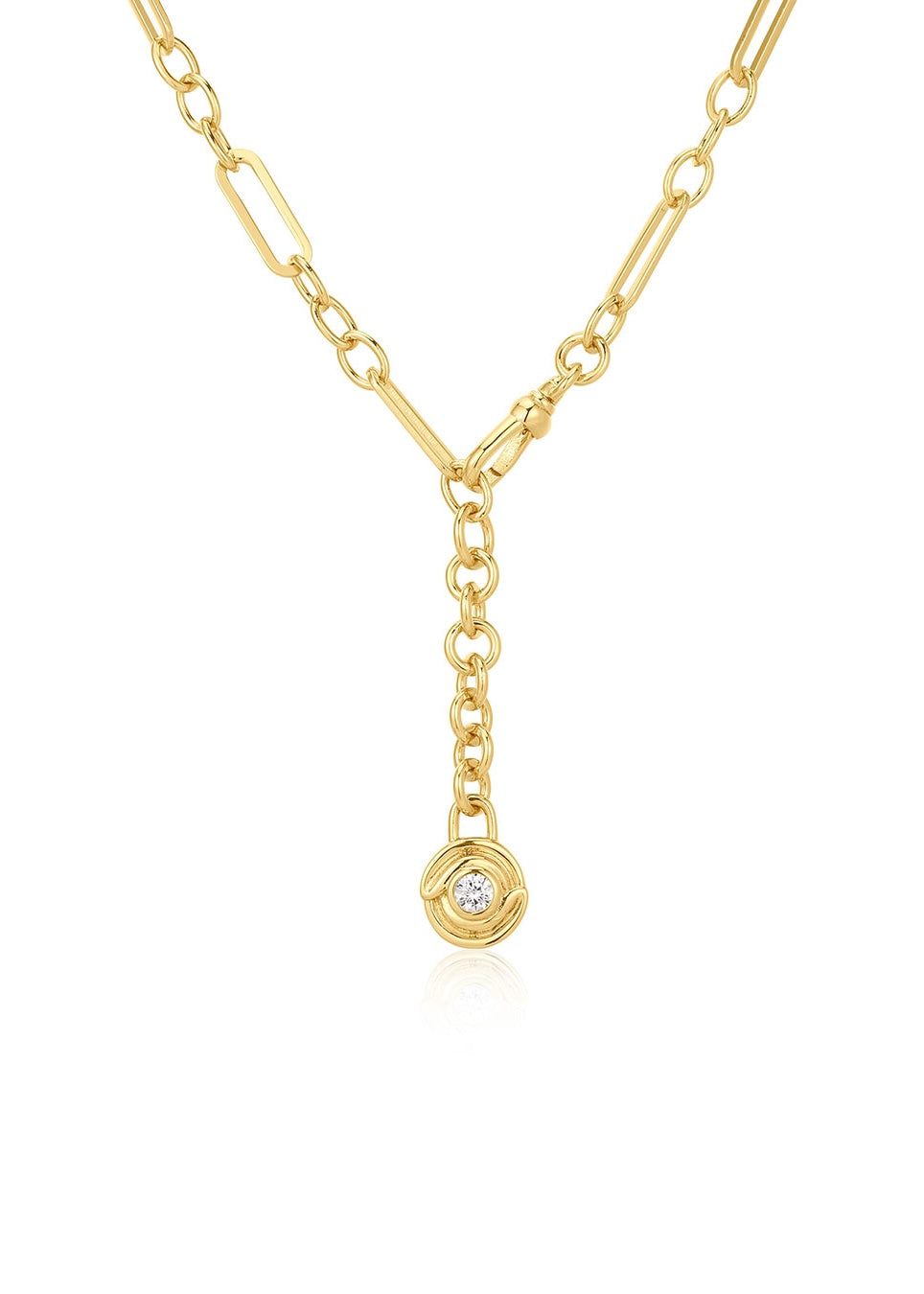 Wave Bezel Lariat Necklace