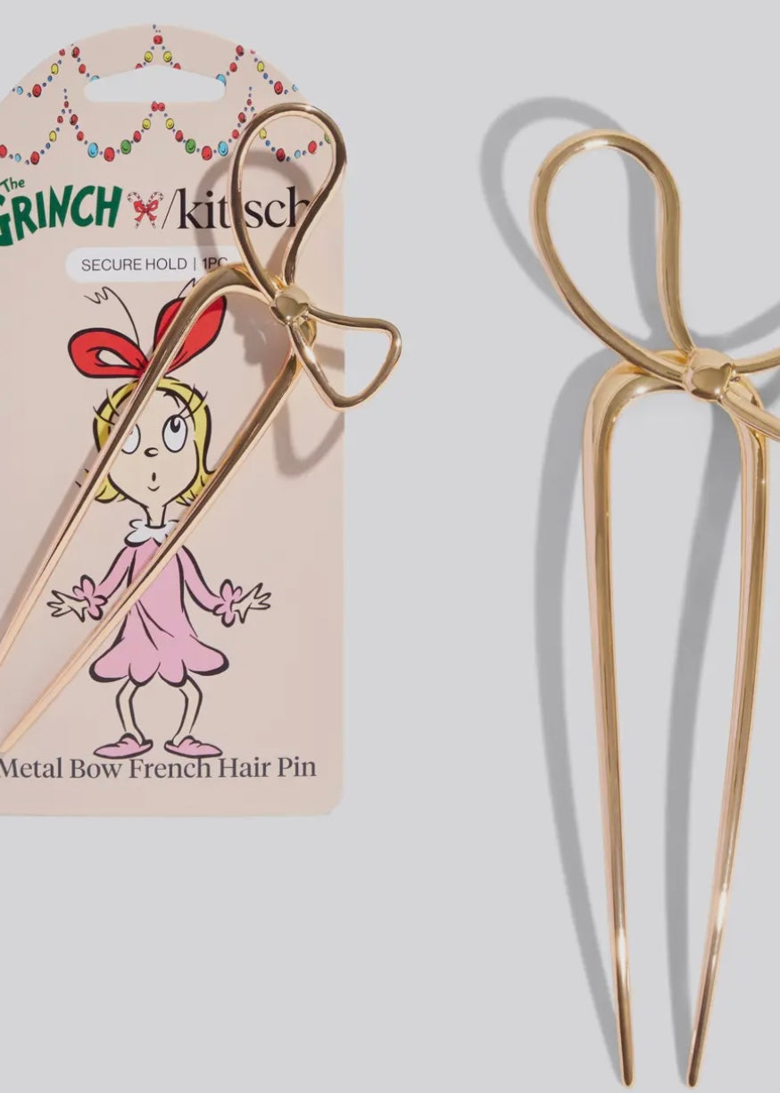 The Grinch X Kitsch Gold Bow French Hair Pin
