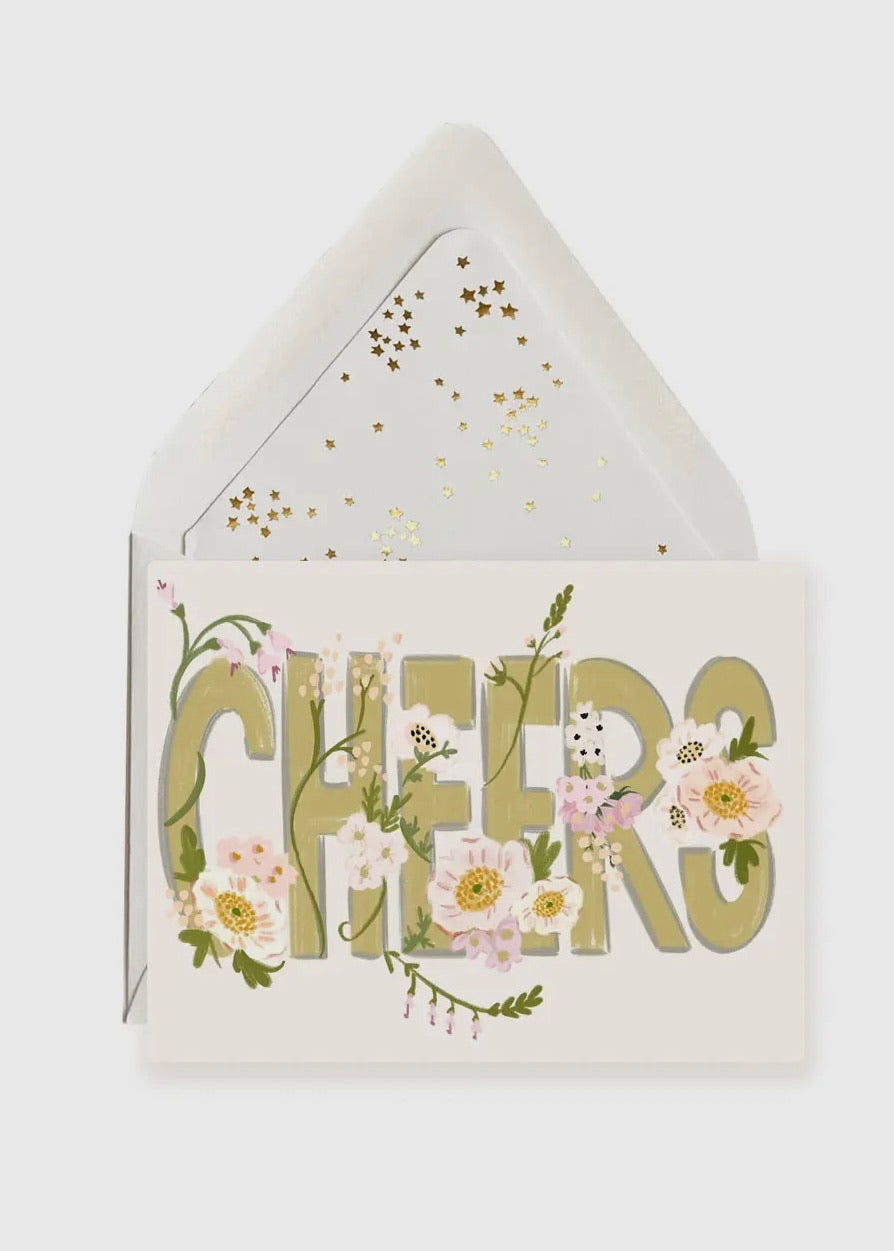 Cheers! with Whimsical Flowers Card
