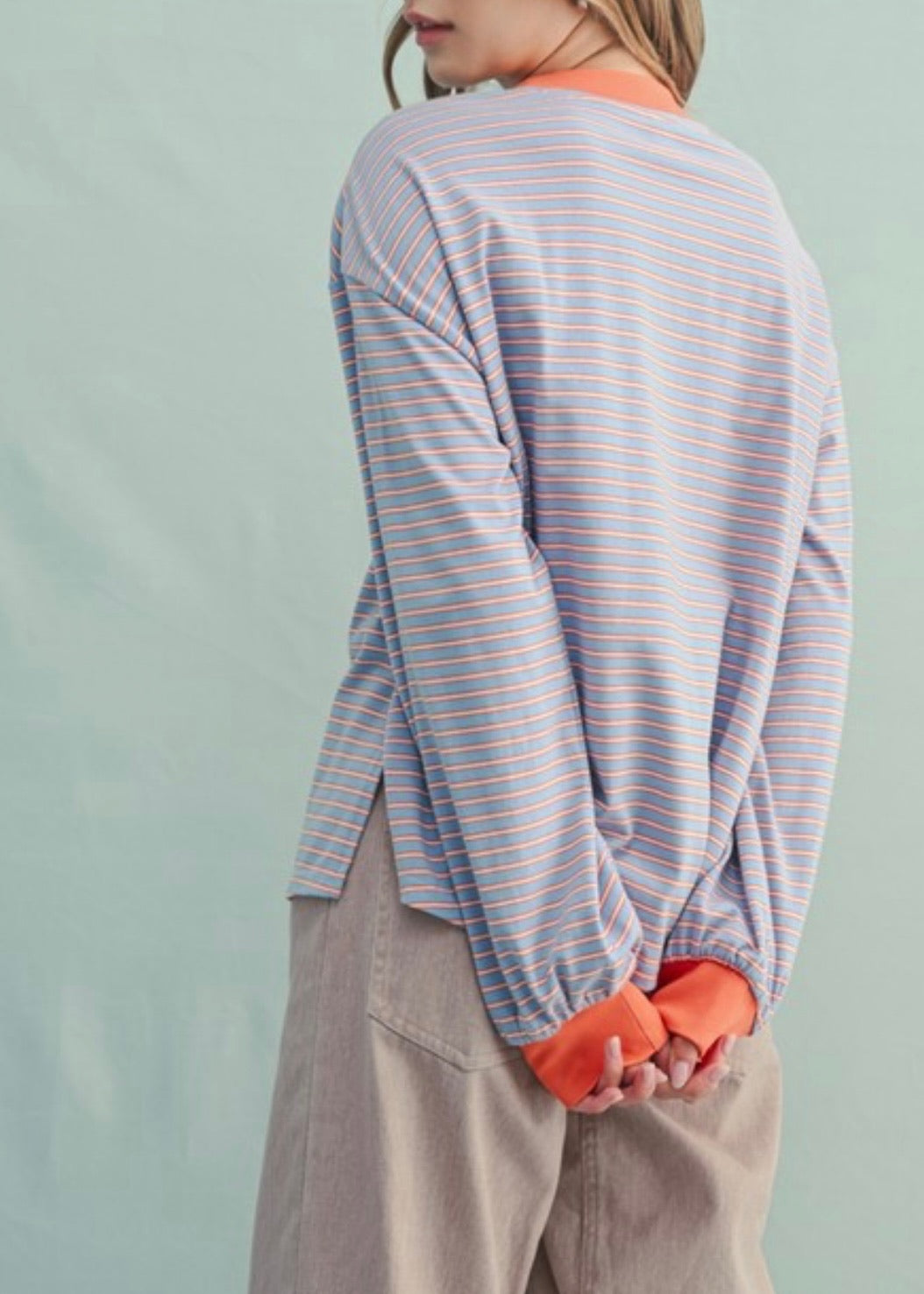 Stripe Contrast Long Sleeve