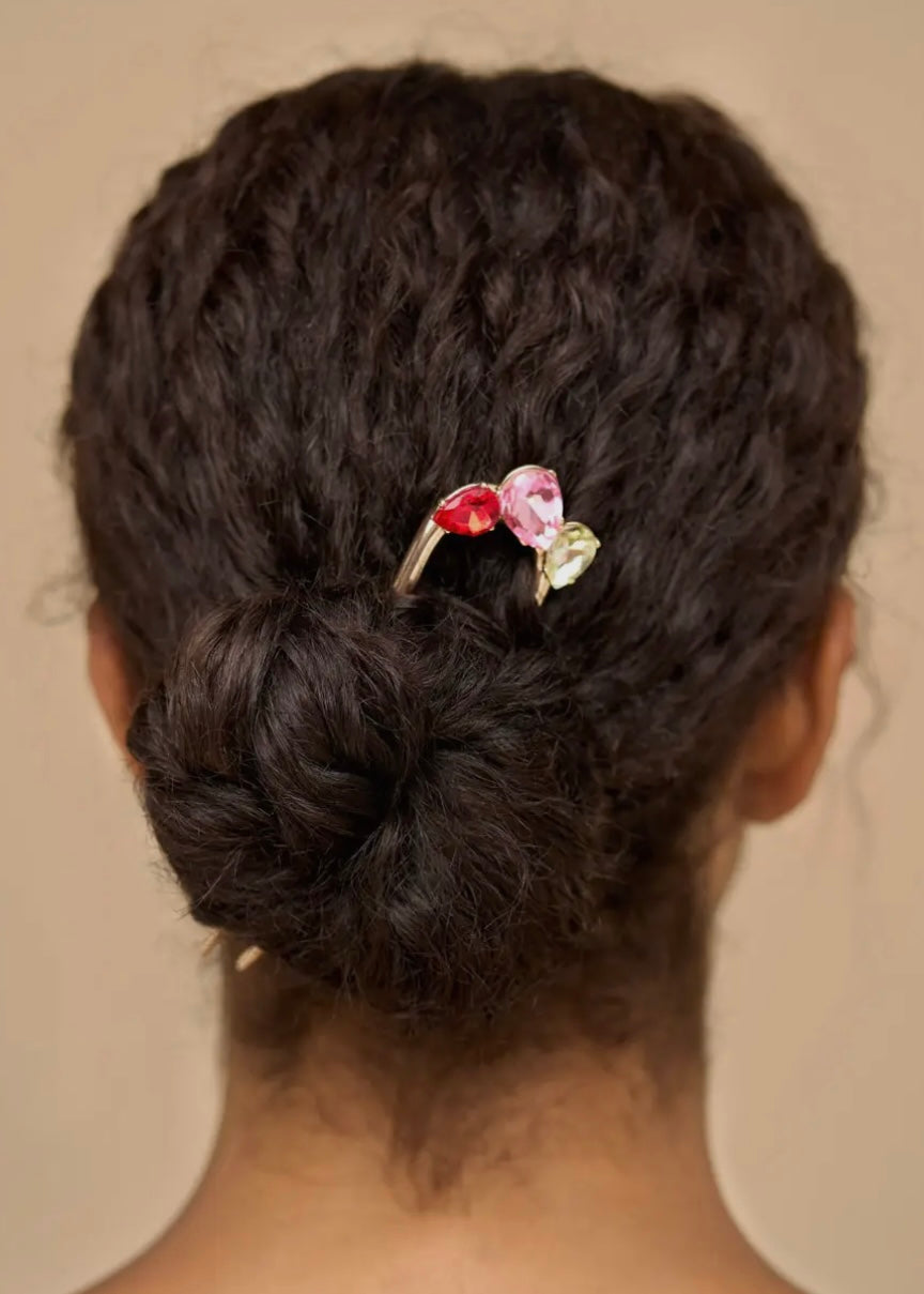 Holiday Gemstone French Hair Pin