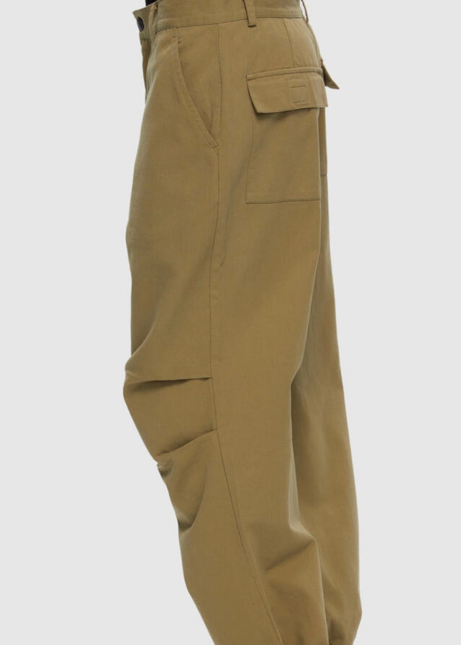Twill Parachute Joggers in Khaki Taupe