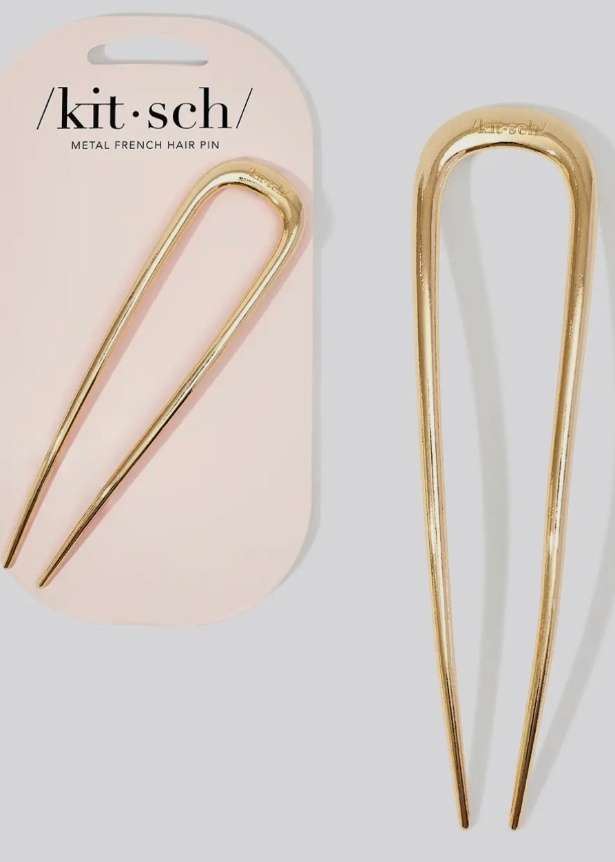 Metal French Hair Pin - Gold