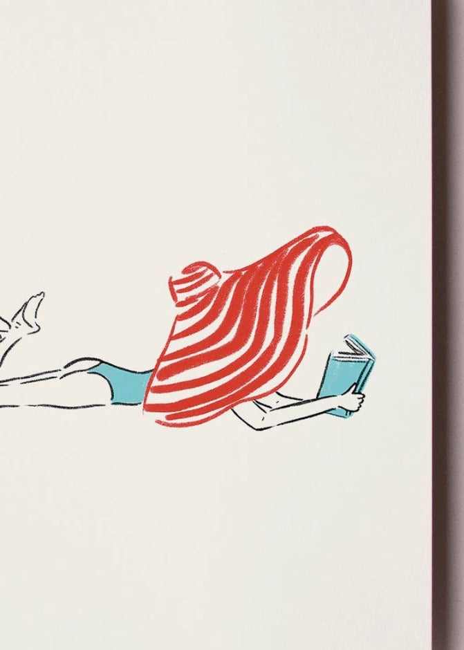 Girl Reading in Hat Card