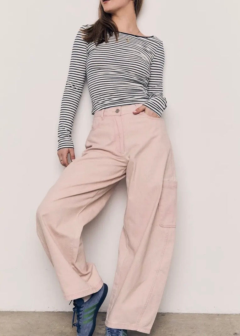 Open Back Striped Long Tee