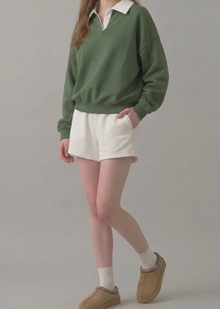Pre-Shrunk Cotton Fleece Collared Sweatshirt