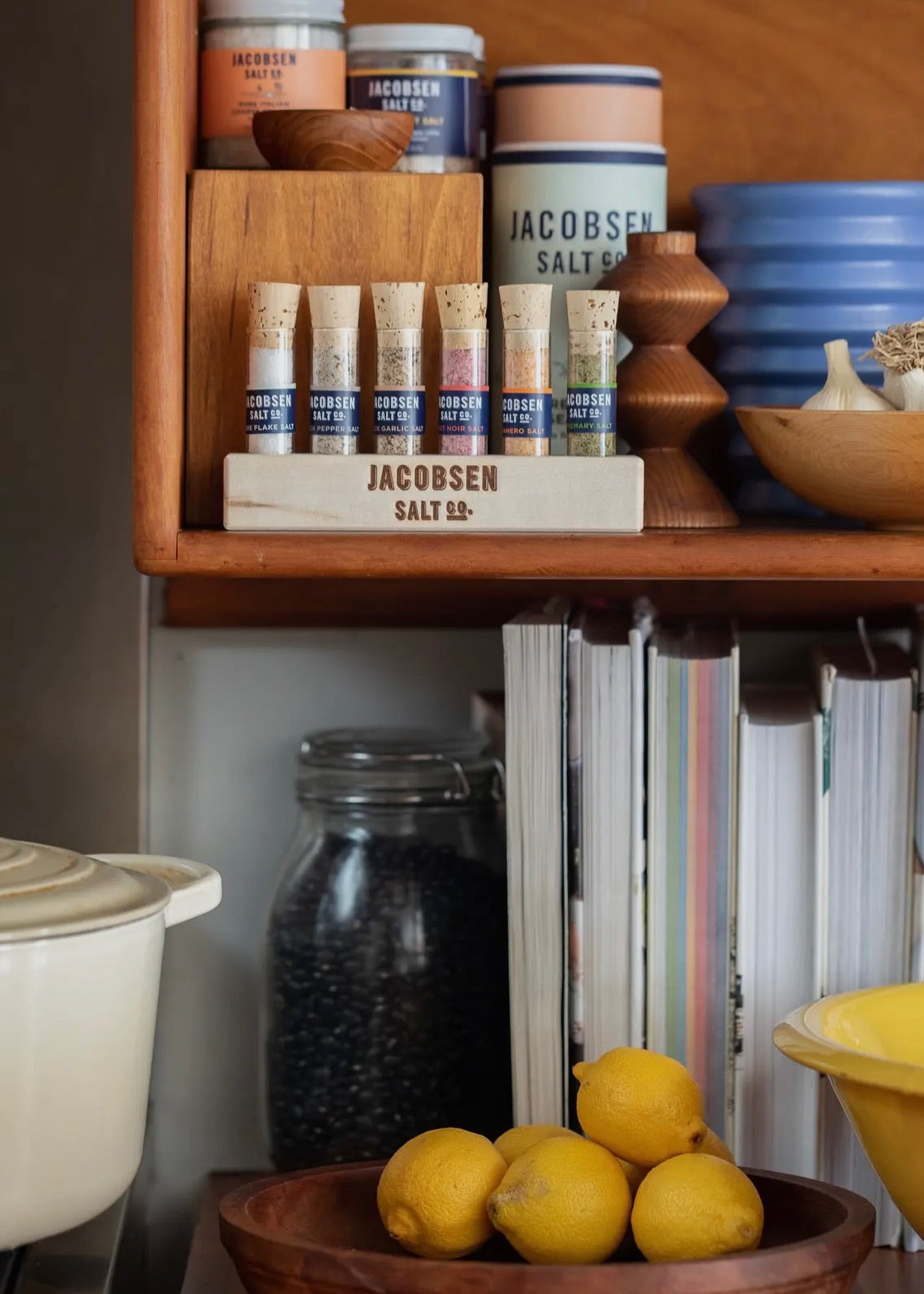 Infused Sea Salt Gift Set - Six Vial Set with Wooden Stand