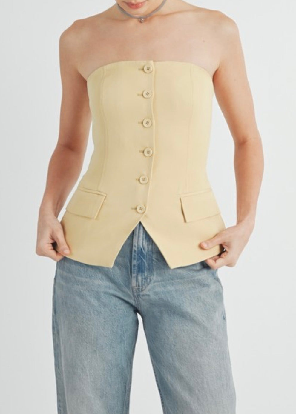 London Button Down Tube Top