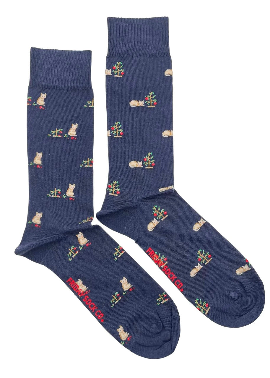 Cat & Christmas Tree Socks