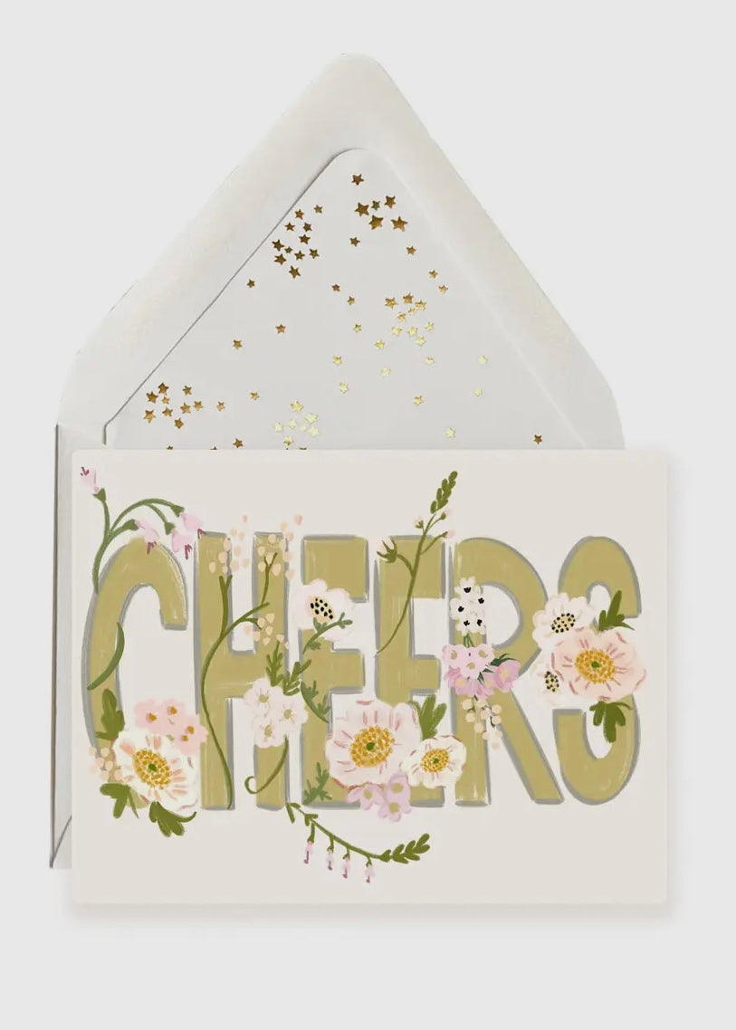 Cheers! with Whimsical Flowers Card