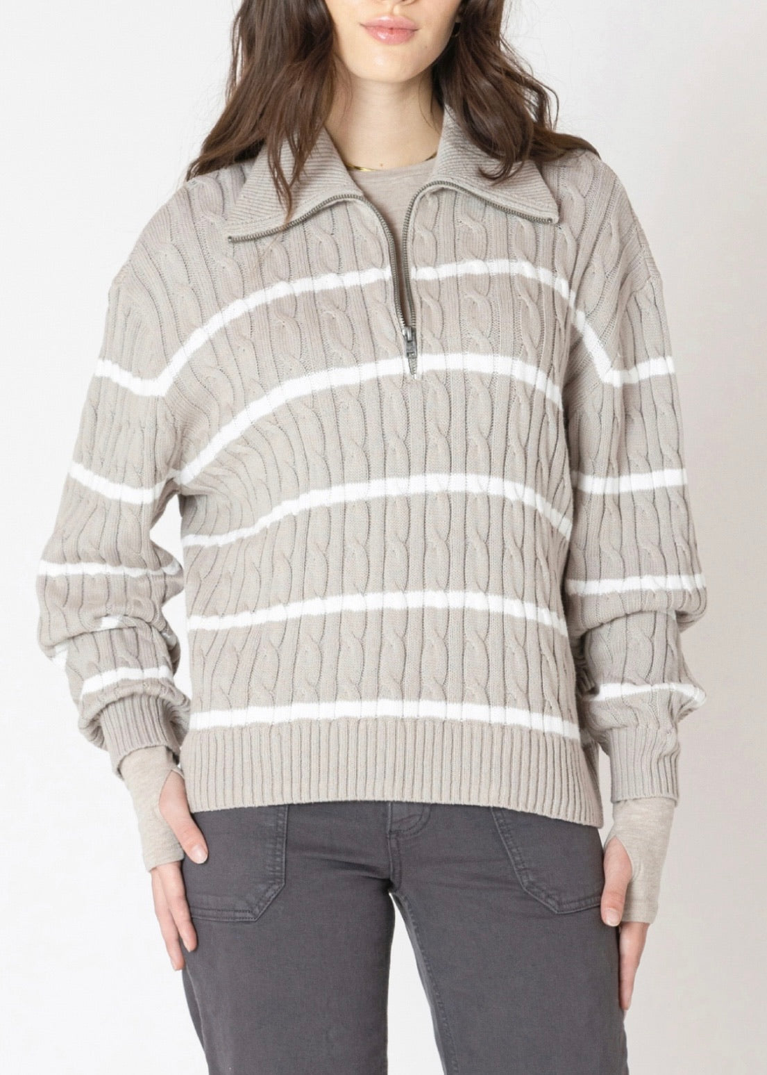 Half Zip Cable Sweater