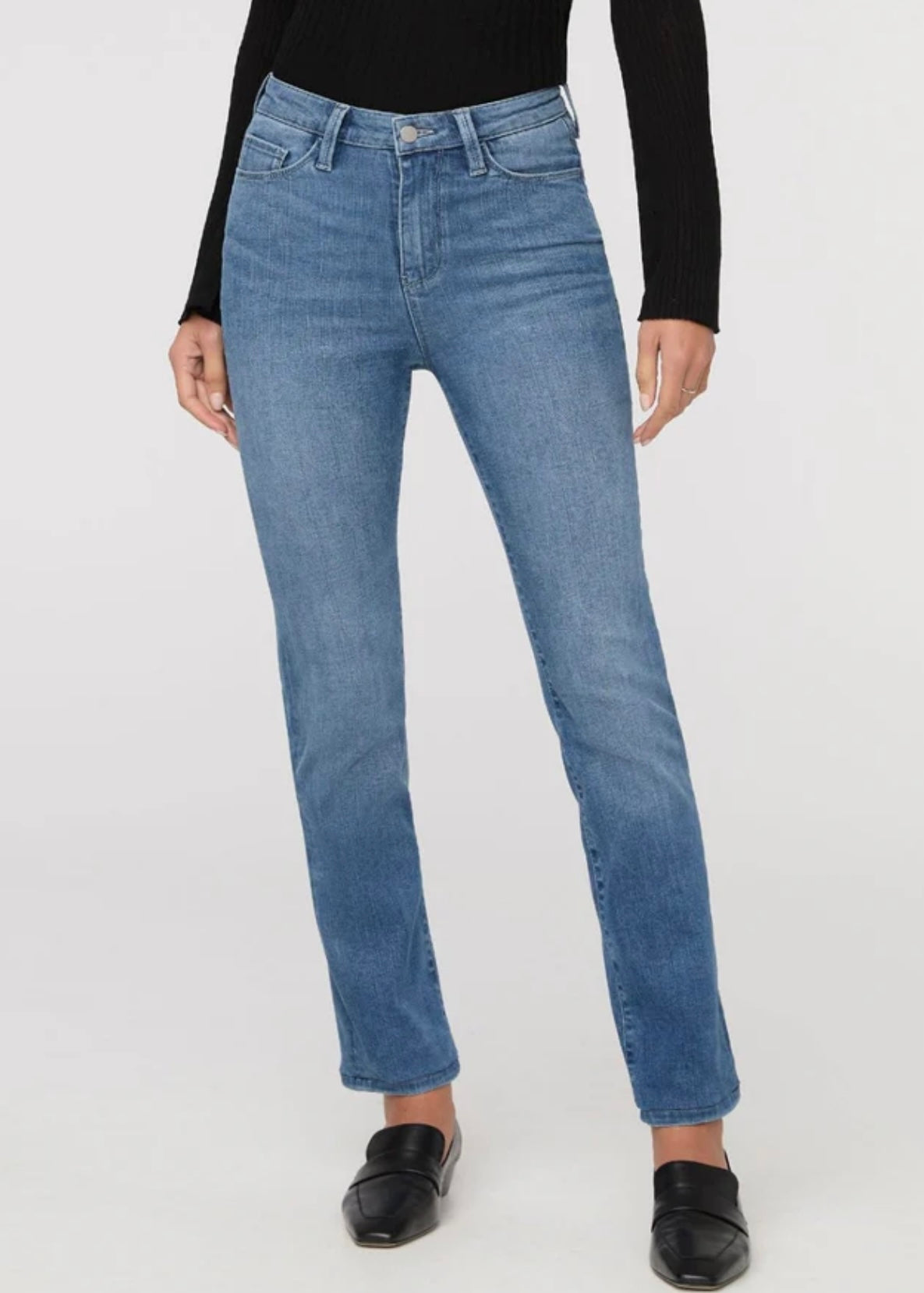 No Sweat Denim High Rise Slim Straight in London Fog