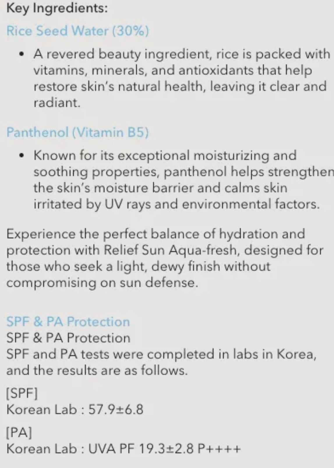 Relief Sun Aqua Fresh: Rice B5 Sunscreen