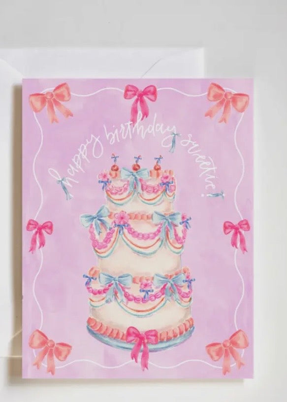 Happy Birthday Sweetie Bow Cake Card