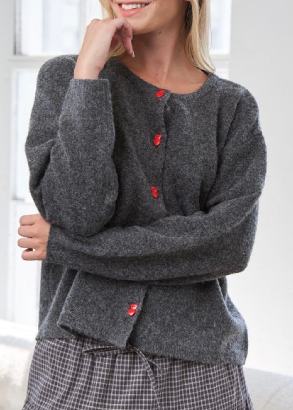 Lovie Heart Button Cardigan