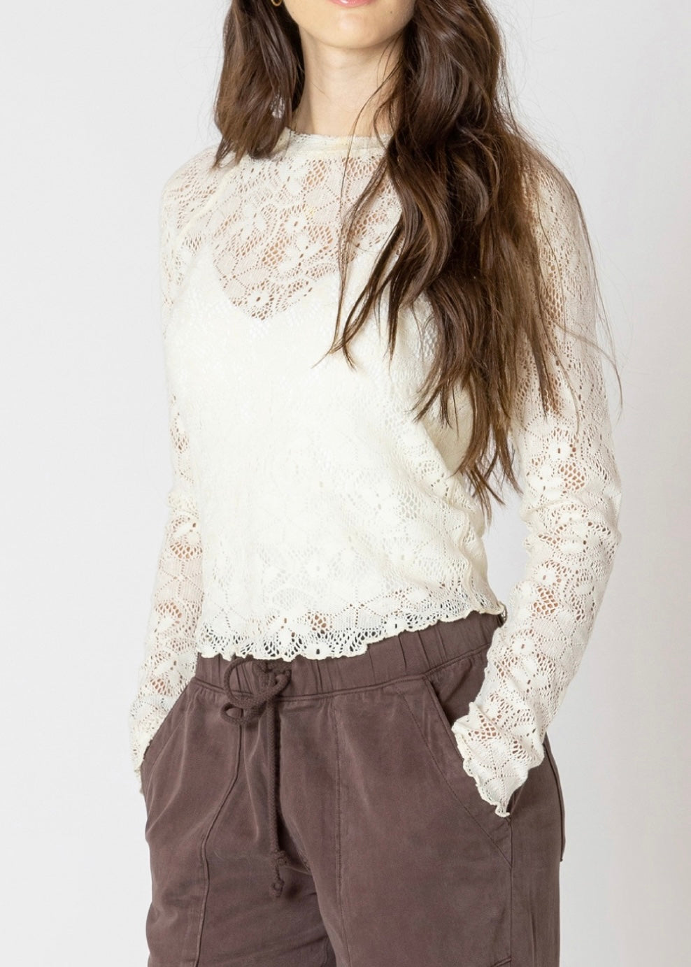 Exposed Seam Lace Top