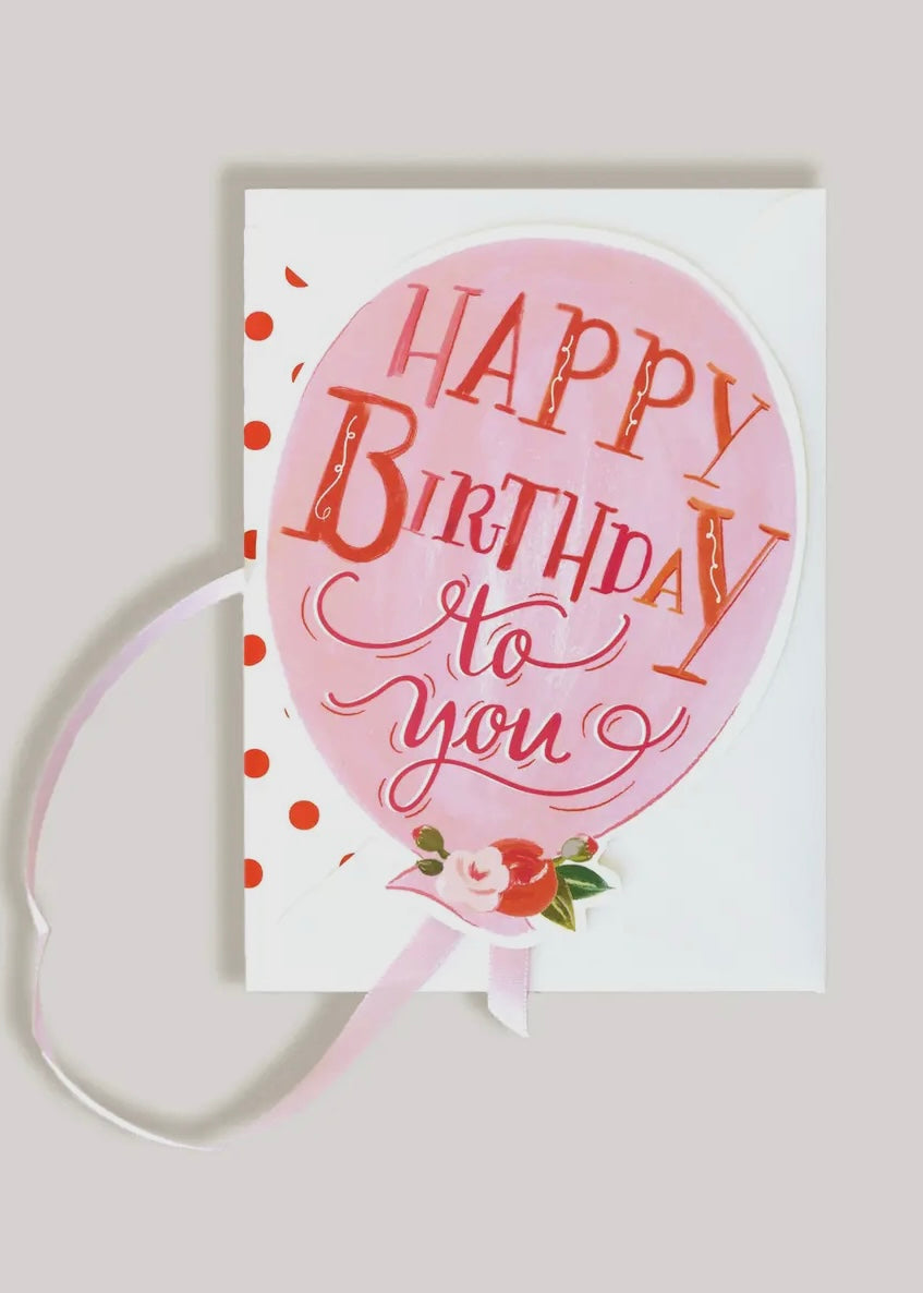 Happy Birthday Pink Balloon Card