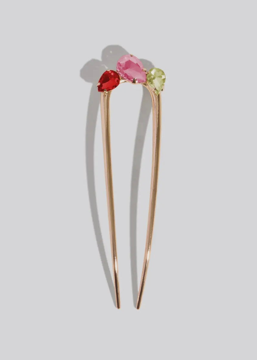 Holiday Gemstone French Hair Pin
