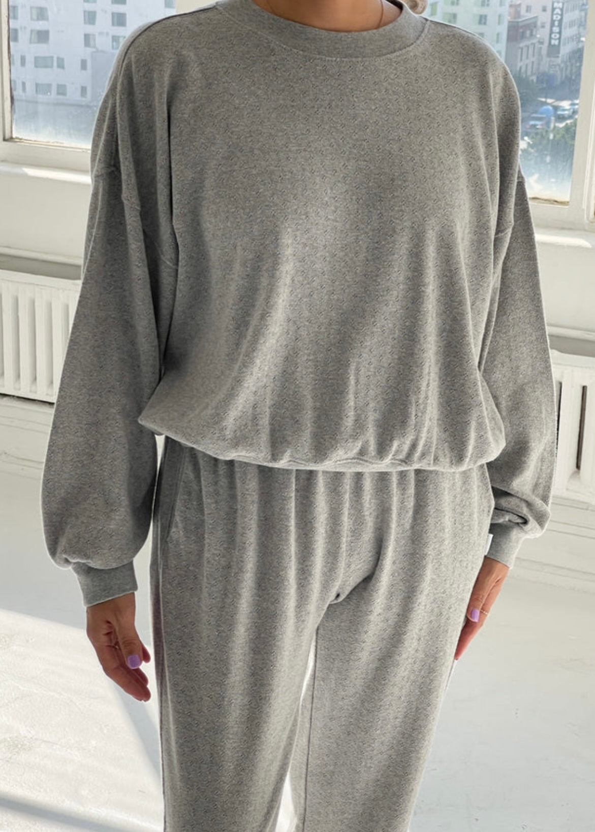 Pointelle Crew Sweatshirt