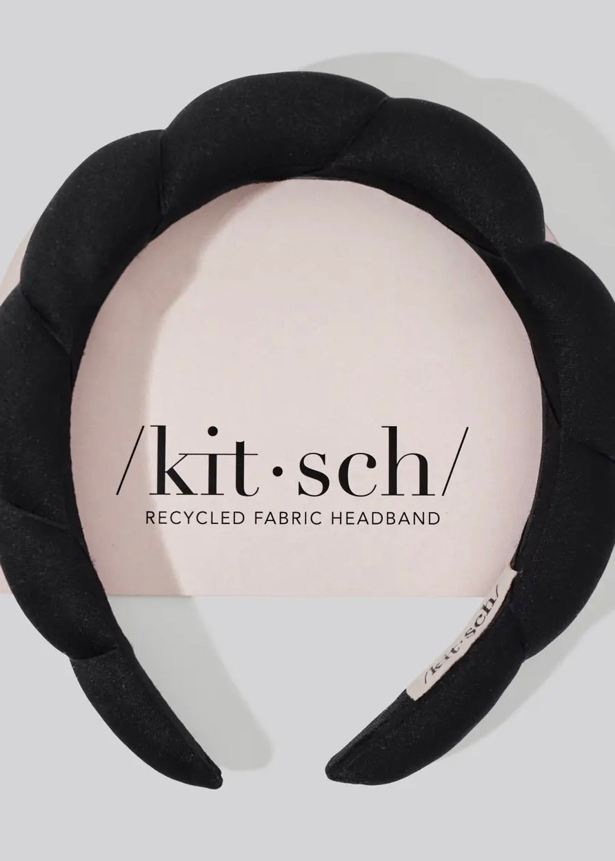 Recycled Fabric Puffy Headband 1pc- Black