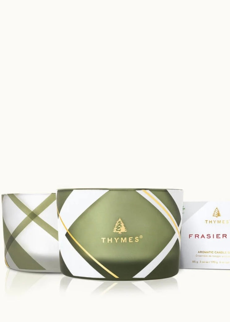 Frasier Fir Frosted Plaid Candle Set