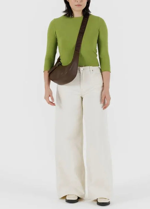 Small Recycled Leather Crescent Bag