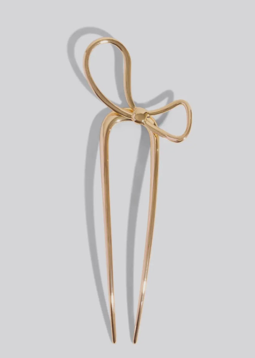 The Grinch X Kitsch Gold Bow French Hair Pin