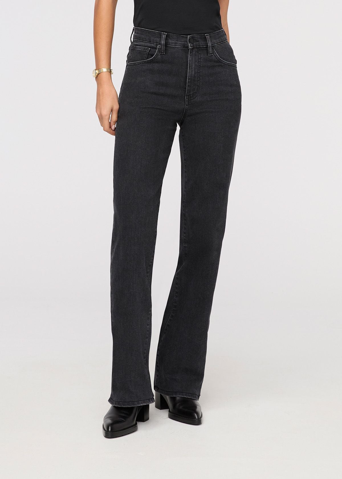 Midweight Performance Denim Wide Leg in Black Ash