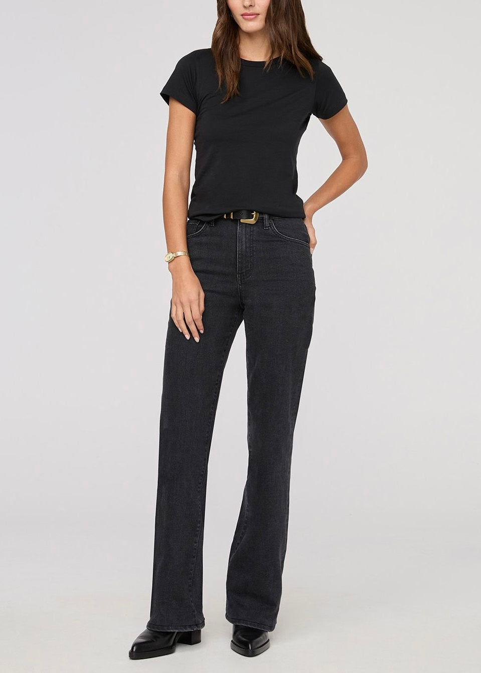 Midweight Performance Denim Wide Leg in Black Ash