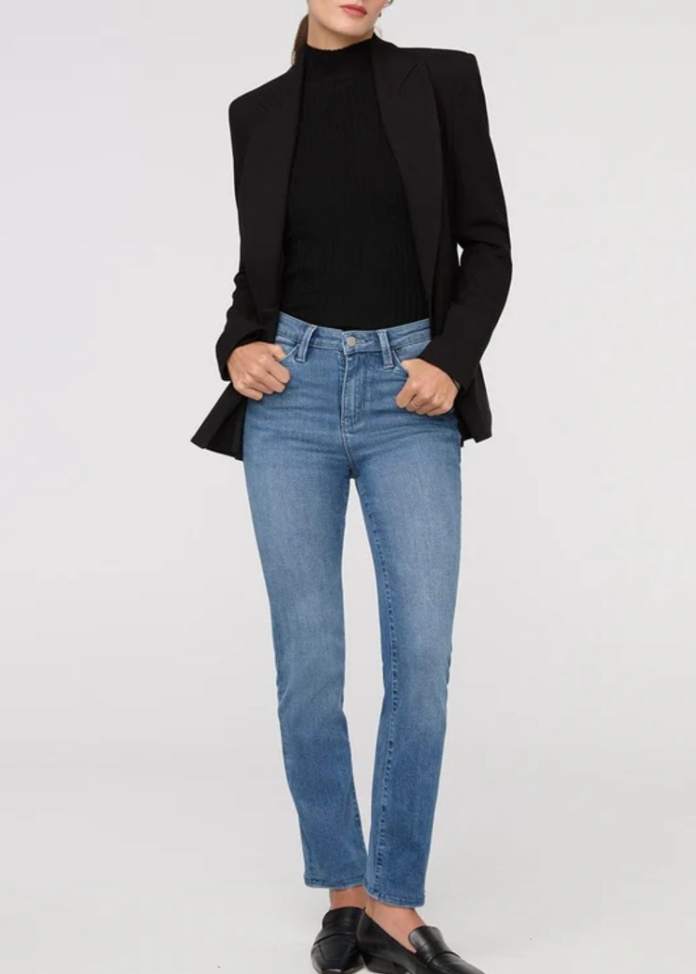 No Sweat Denim High Rise Slim Straight in London Fog