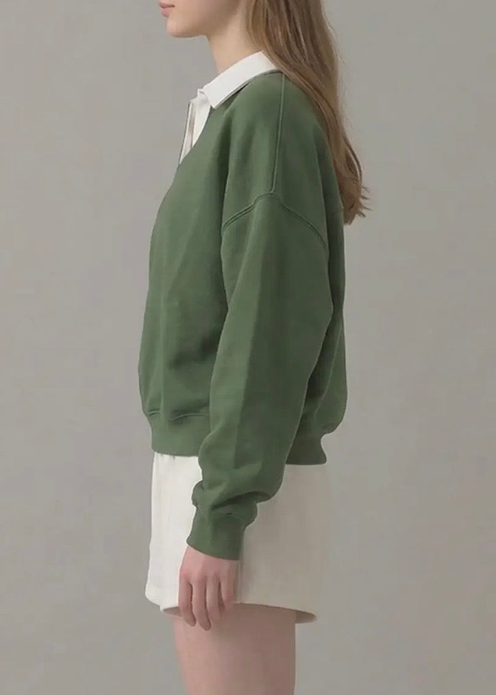 Pre-Shrunk Cotton Fleece Collared Sweatshirt