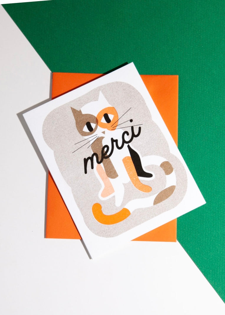 Spotted Cat Risograph Card
