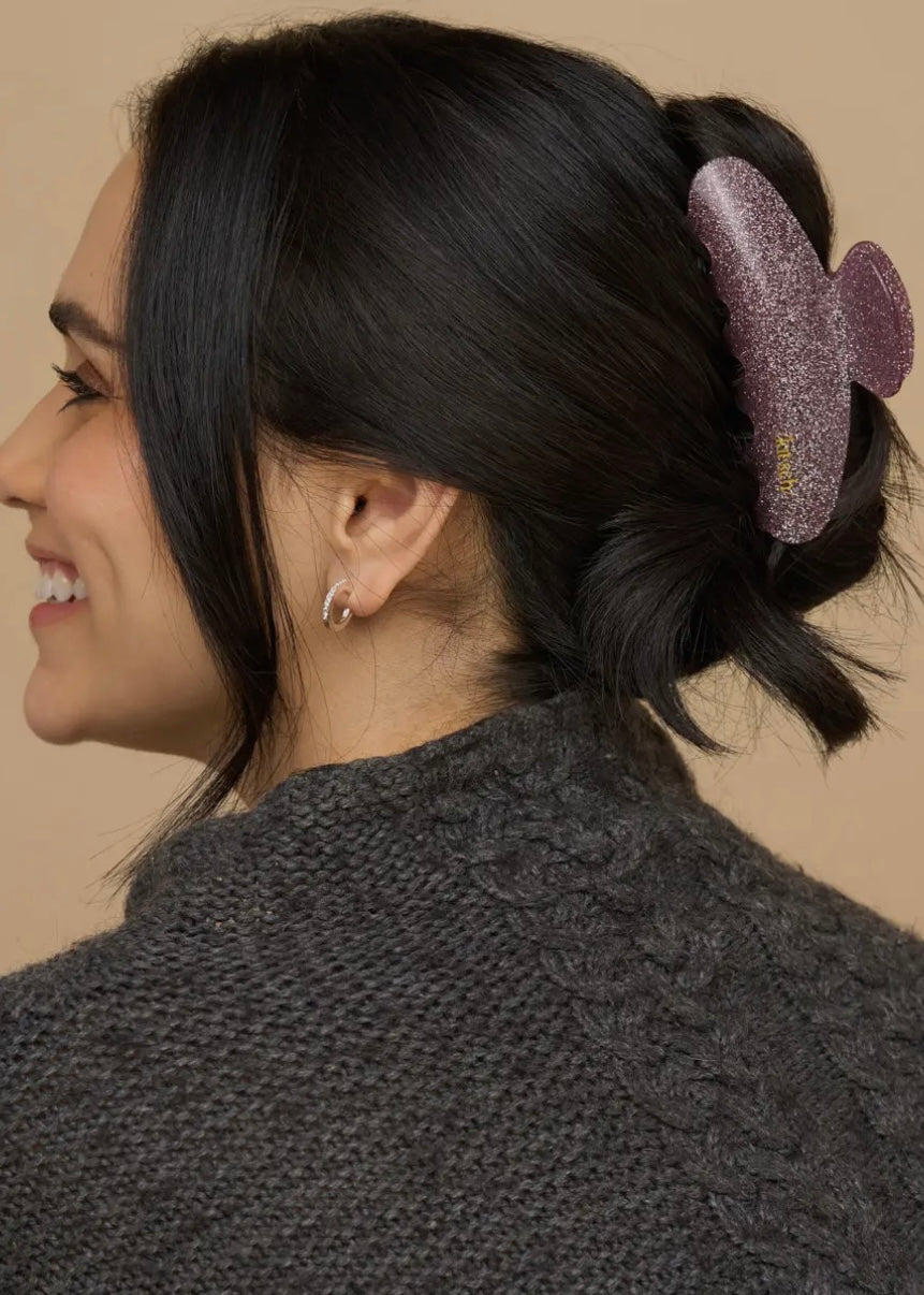 Holiday Pink Glitter Claw Clip