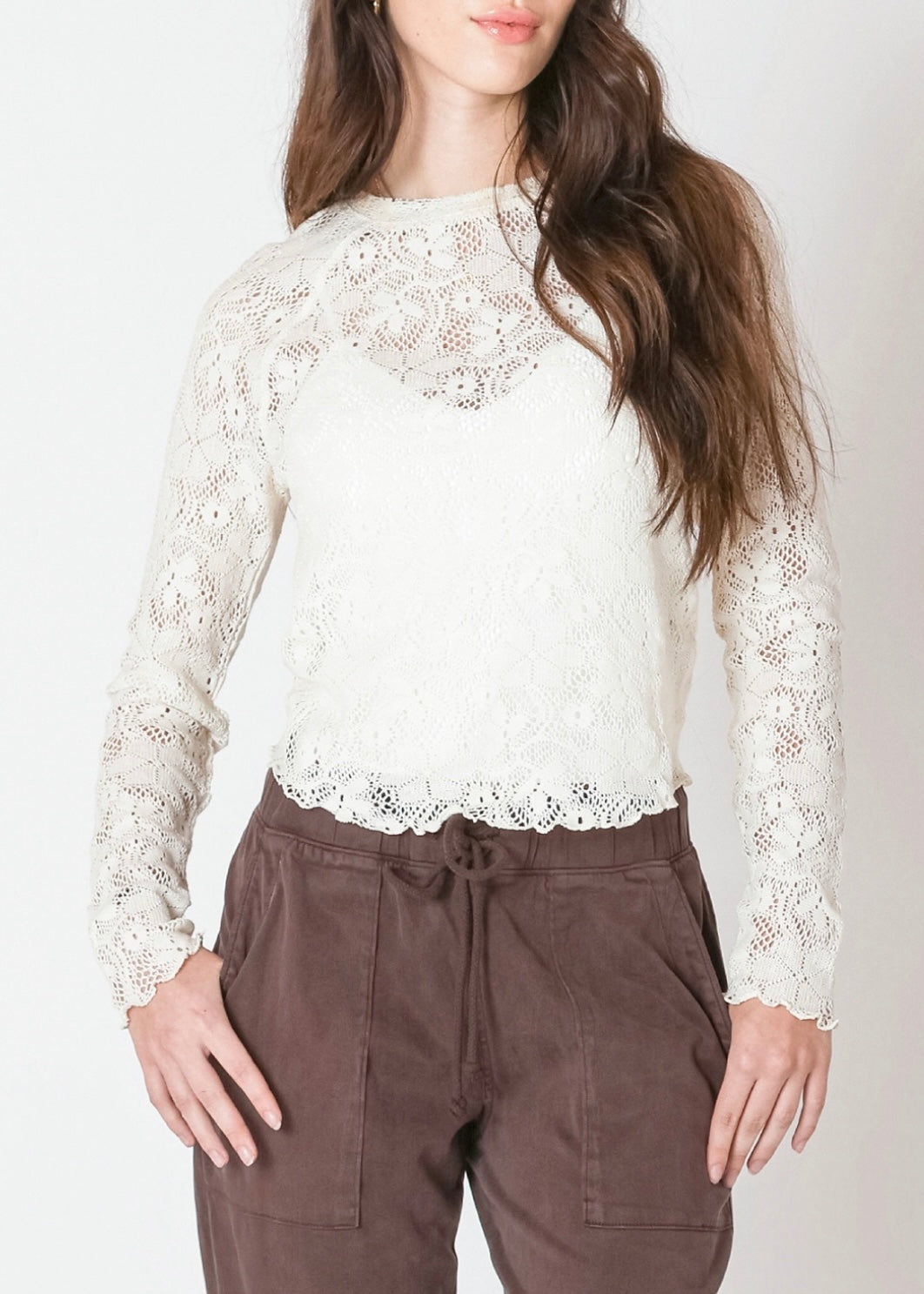 Exposed Seam Lace Top