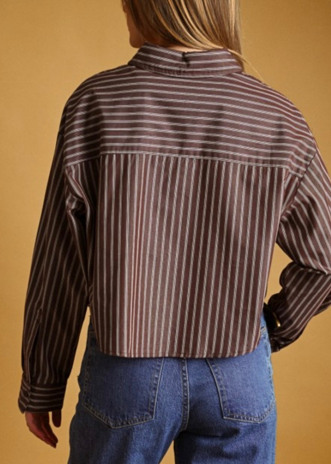 Johnny Striped Button Front Crop Shirts