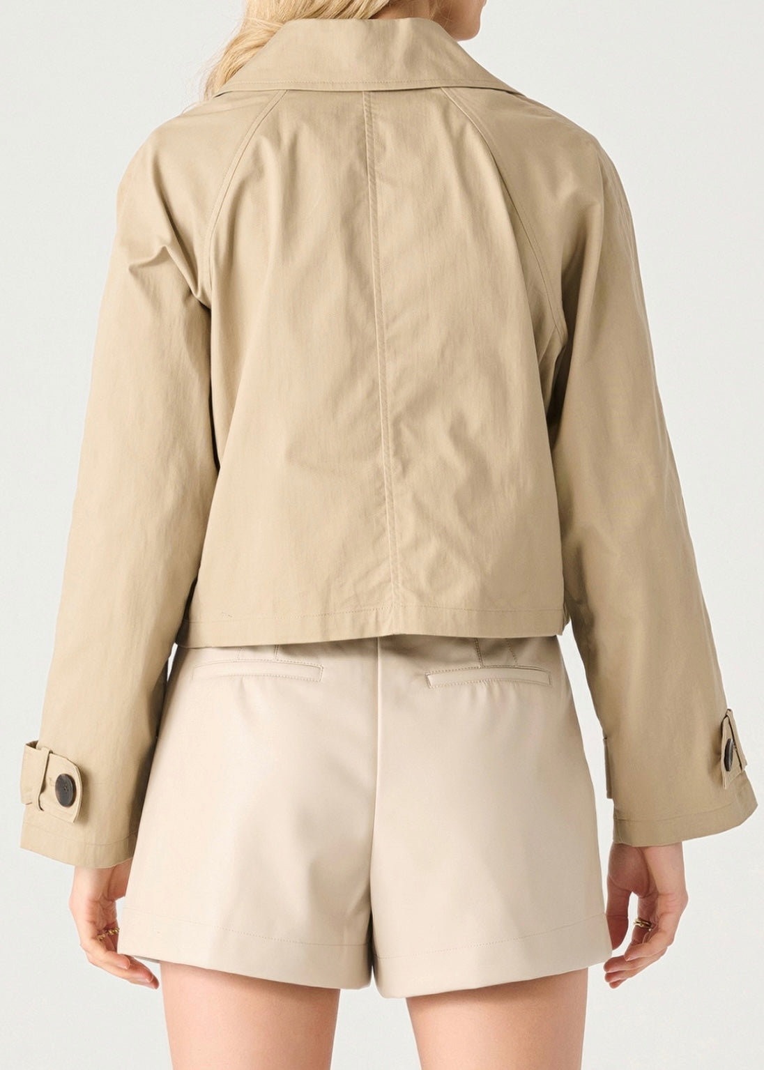 Long Sleeve Cropped Trench Coat