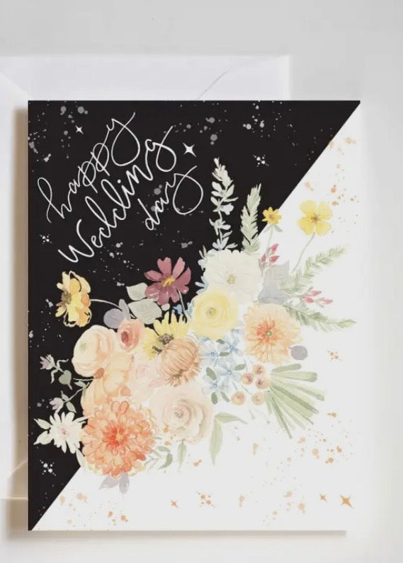 Happy Wedding Day Floral Bouquet Card