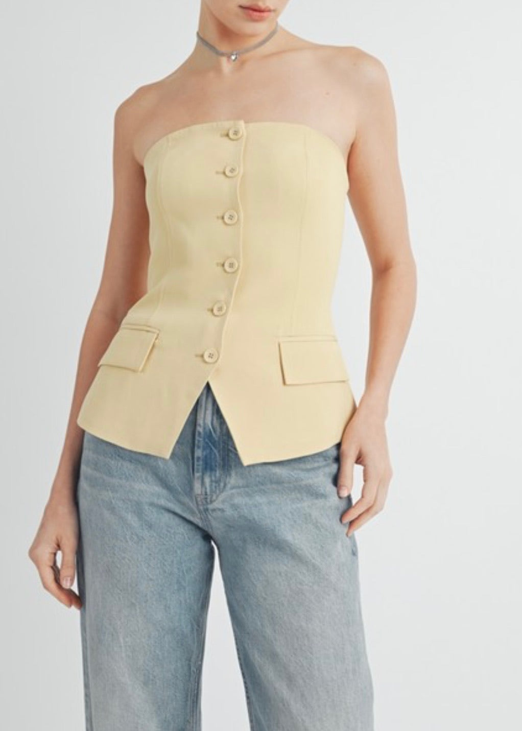 London Button Down Tube Top